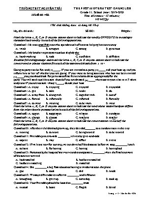 Đề kiểm tra học kỳ I môn Tiếng Anh Lớp 11 - Mã đề 486 - Năm học 2019-2020 - Trường THPT Nguyễn Trãi